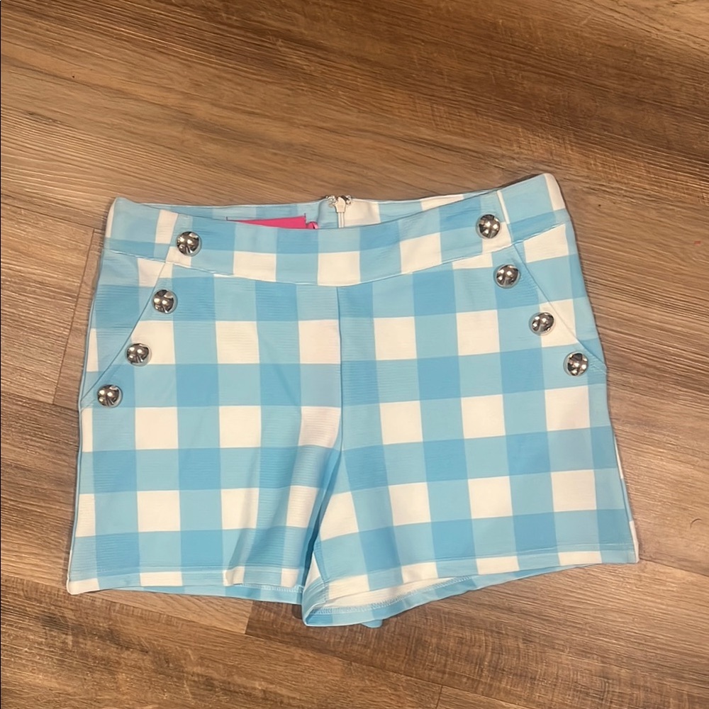 Macbeth Collection by Margaret Josephs Blue and White High Waist Shorts NWT